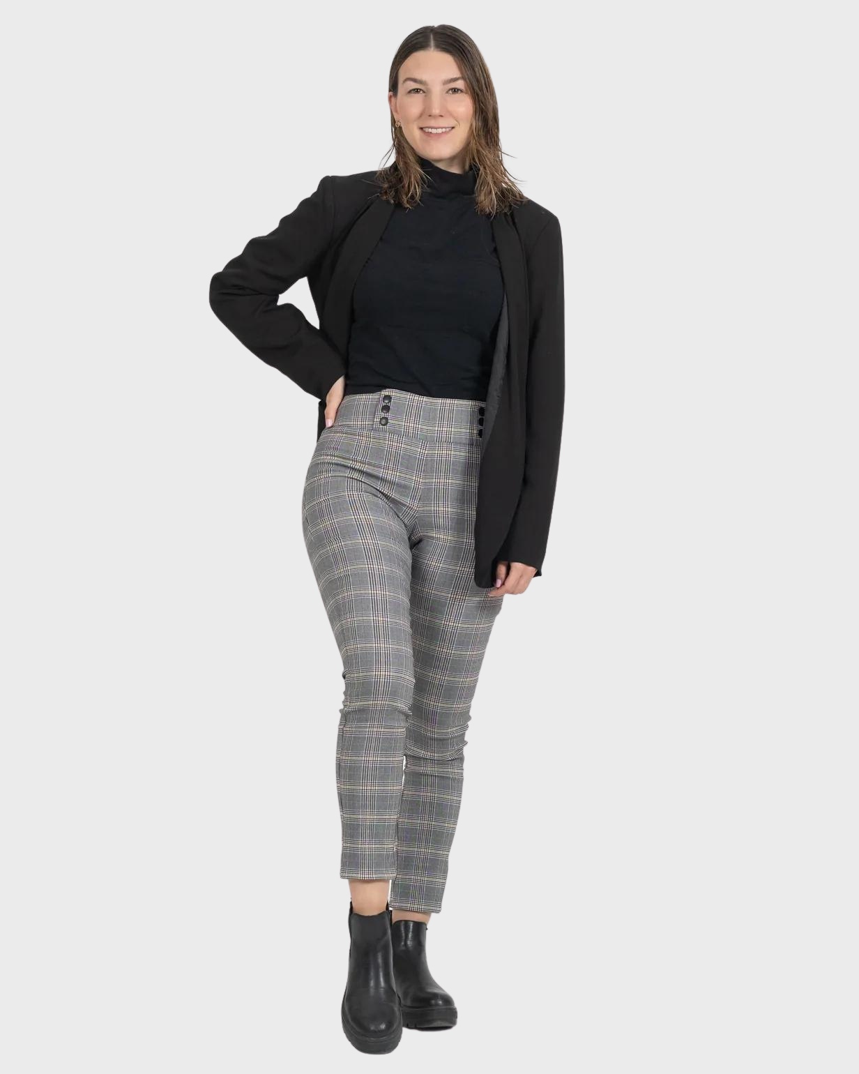 Aria - Leggings Casuales Cintura Alta con 6 Broches en Tela Hi-Flex