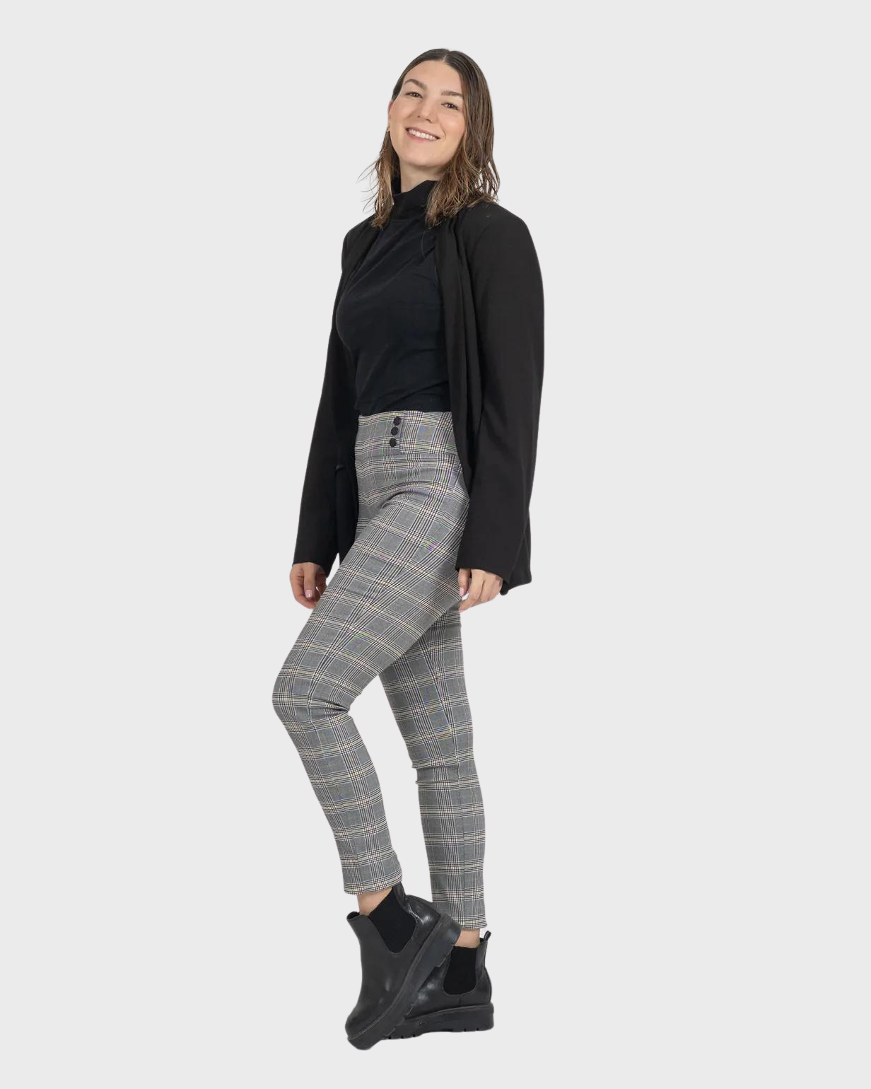 Aria - Leggings Casuales Cintura Alta con 6 Broches en Tela Hi-Flex