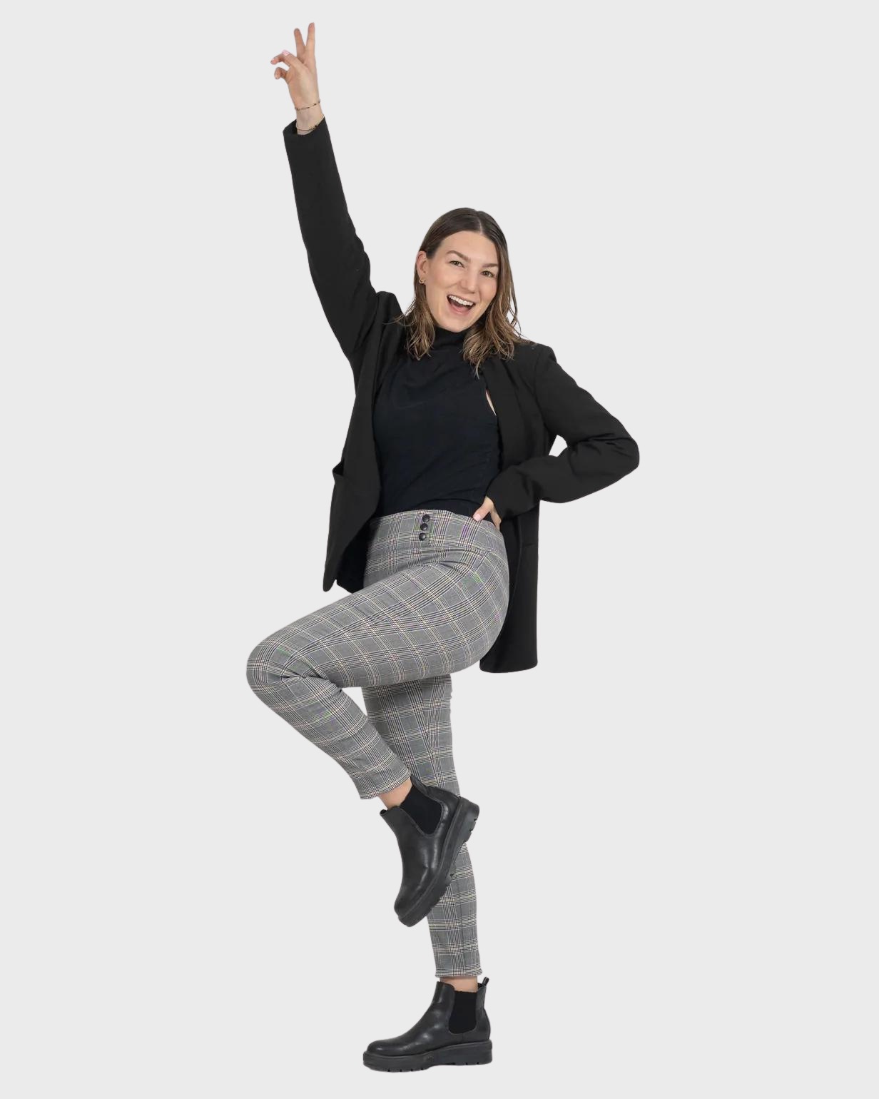 Aria - Leggings Casuales Cintura Alta con 6 Broches en Tela Hi-Flex