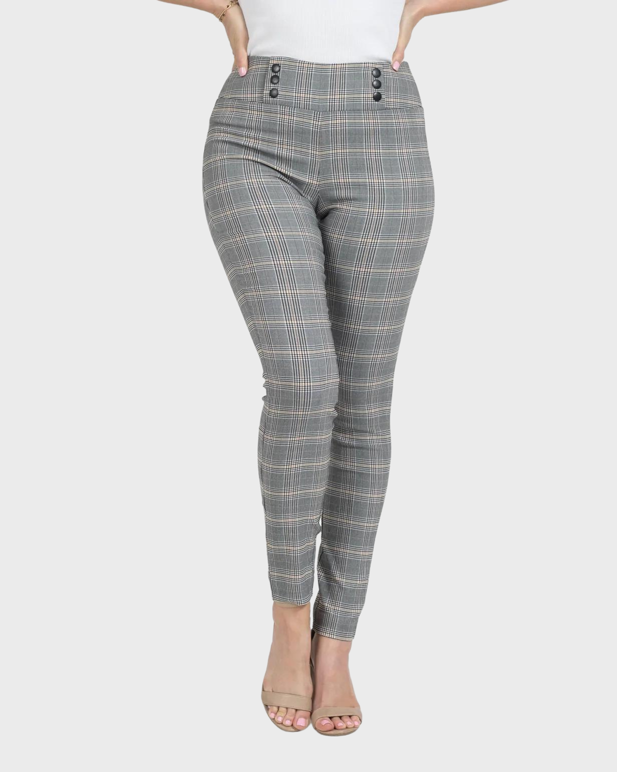 Aria - Leggings Casuales Cintura Alta con 6 Broches en Tela Hi-Flex