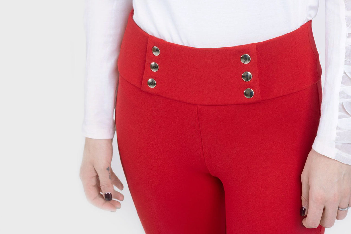 Aria - Leggings Casuales Cintura Alta con 6 Broches en Tela Bodyfirm - Oferta