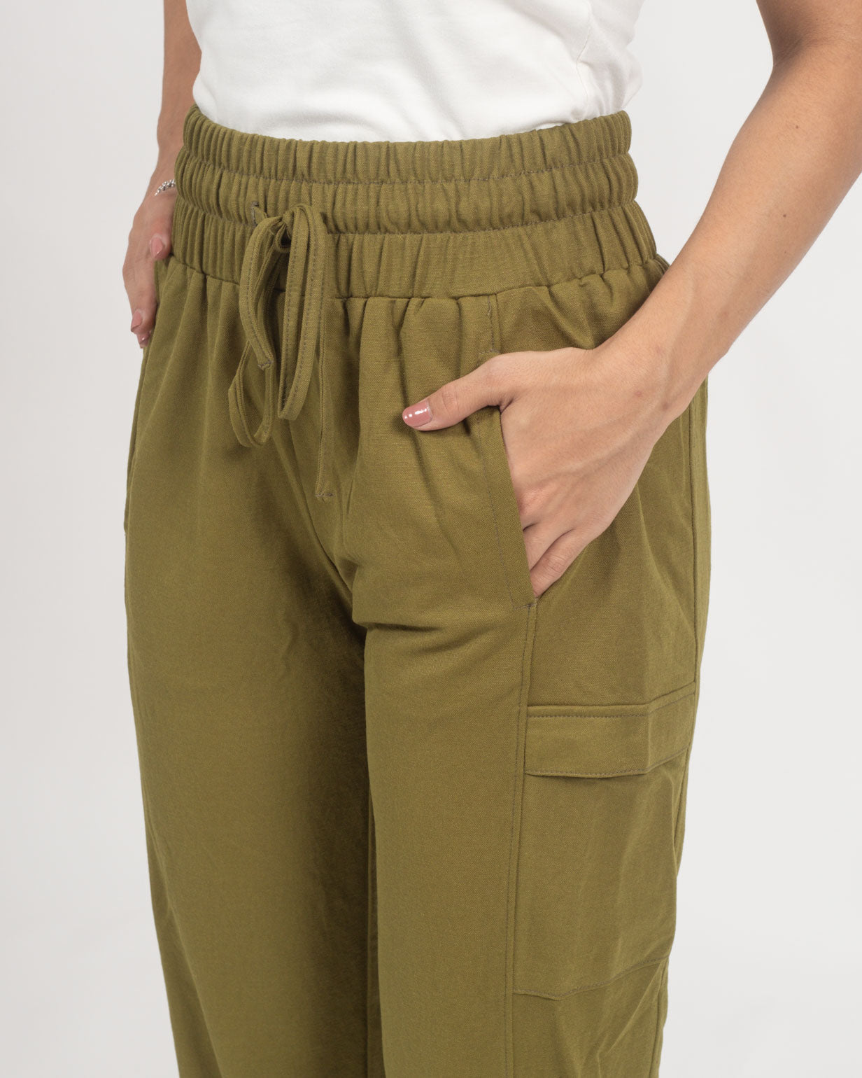 Pantalón Cargo para Mujer Cintura Alta con Bolsillos