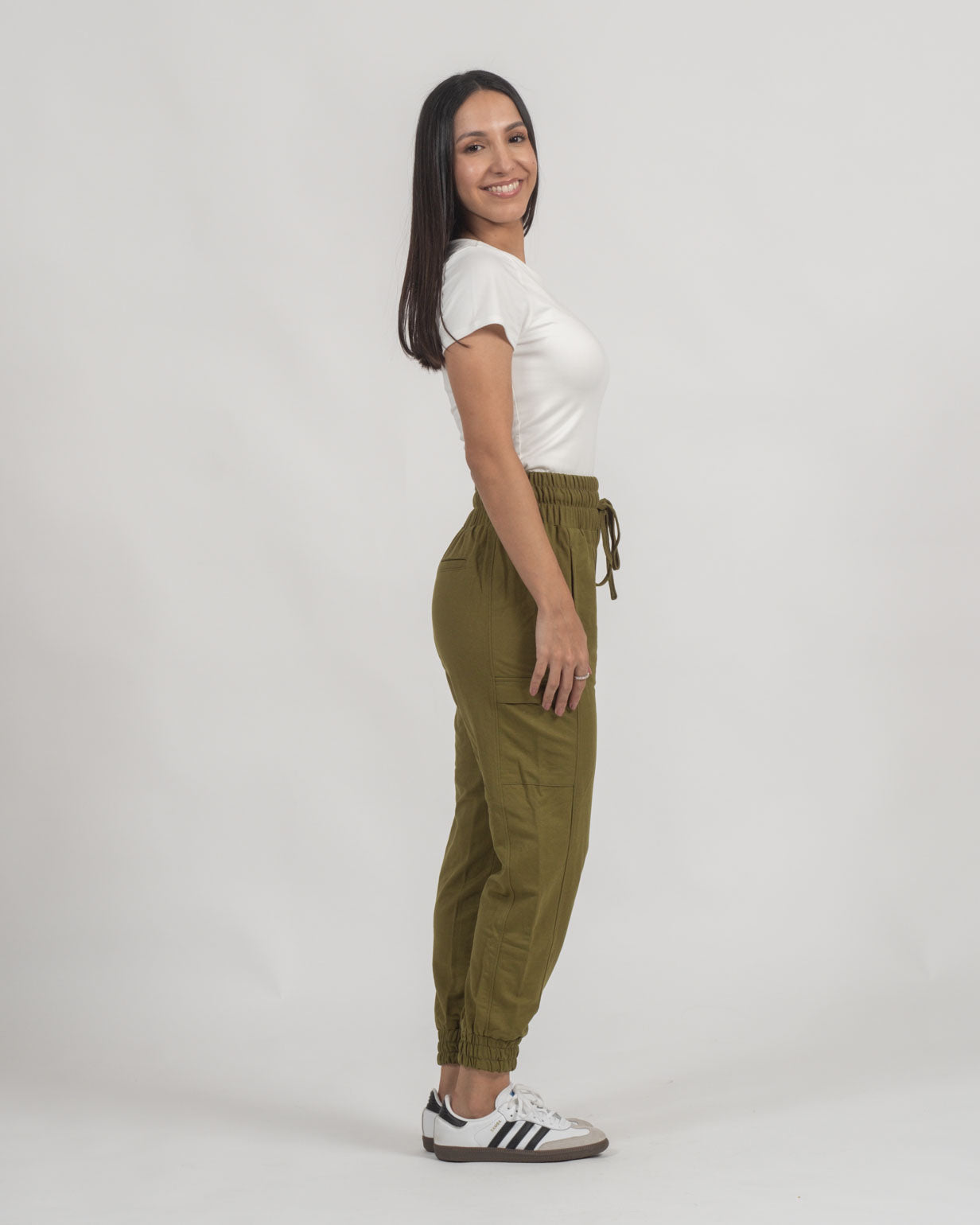 Pantalón Cargo para Mujer Cintura Alta con Bolsillos