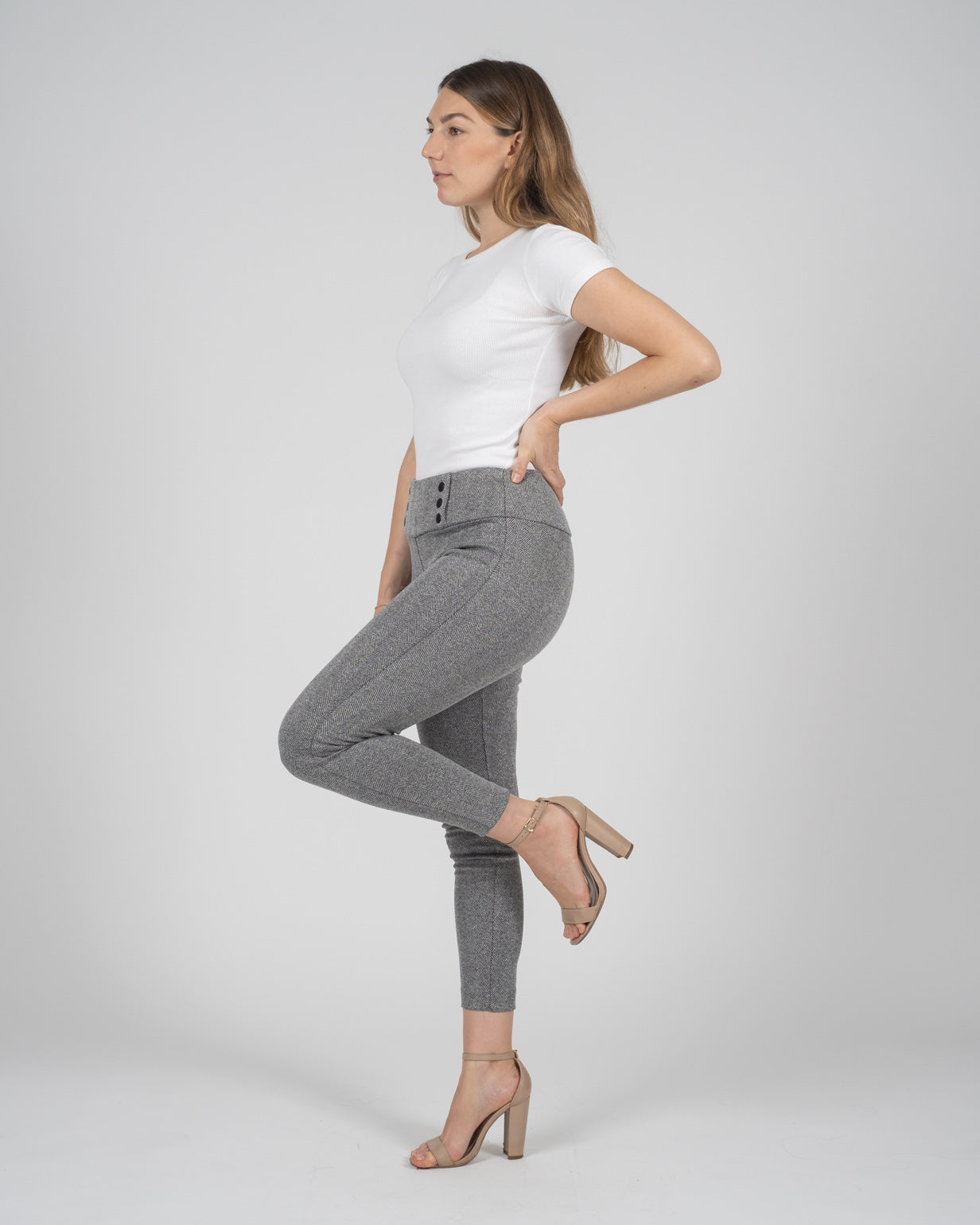 Aria Leggings Casuales Cintura Alta con 6 Broches en Tela Bodyfirm